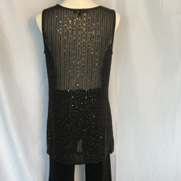 Eileen Fisher sheer black silk top w/sequins size xs - Picture 2 of 3